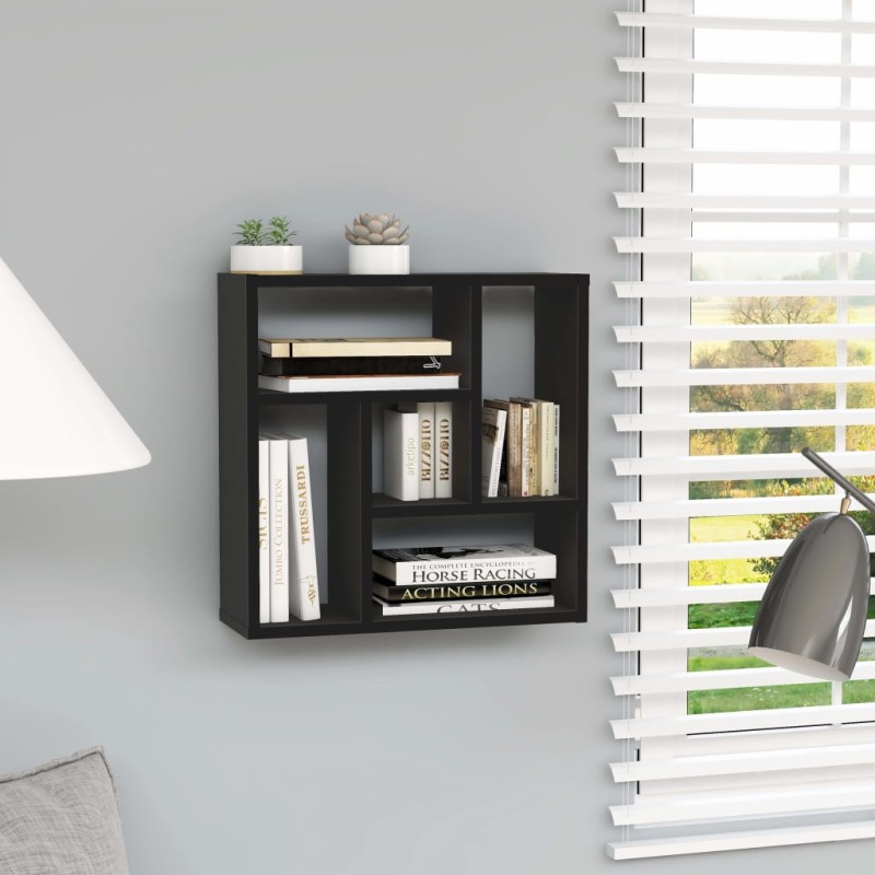 vidaXL Estantería de pared madera contrachapada negro 45,1x16x45,1 cm vidaXL Estantería de pared madera contrachapada negro 45,1x16x45,1 cm