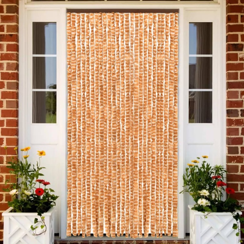 vidaXL Cortina mosquitera chenilla ocre y blanco 100x220 cm vidaXL Cortina mosquitera chenilla ocre y blanco 100x220 cm