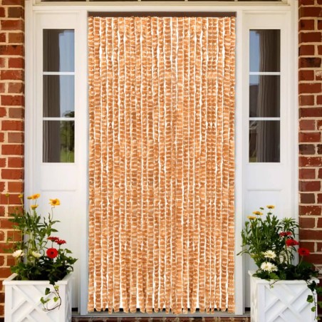 vidaXL Cortina mosquitera chenilla ocre y blanco 100x220 cm 