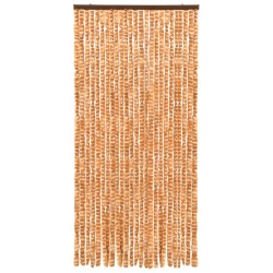 vidaXL Cortina mosquitera chenilla ocre y blanco 100x220 cm 