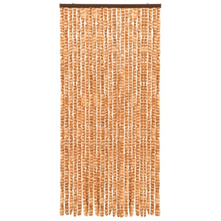 vidaXL Cortina mosquitera chenilla ocre y blanco 100x220 cm 