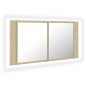vidaXL Armario espejo de baño LED acrílico roble Sonoma 90x12x45 cm