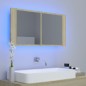vidaXL Armario espejo de baño LED acrílico roble Sonoma 90x12x45 cm