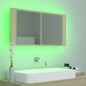 vidaXL Armario espejo de baño LED acrílico roble Sonoma 90x12x45 cm