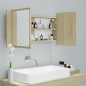 vidaXL Armario espejo de baño LED acrílico roble Sonoma 90x12x45 cm