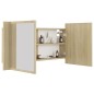 vidaXL Armario espejo de baño LED acrílico roble Sonoma 90x12x45 cm