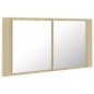 vidaXL Armario espejo de baño LED acrílico roble Sonoma 90x12x45 cm