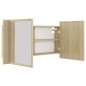 vidaXL Armario espejo de baño LED acrílico roble Sonoma 90x12x45 cm
