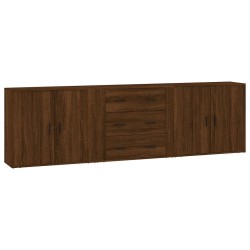 vidaXL Aparadores 3 piezas madera contrachapada marrón roble