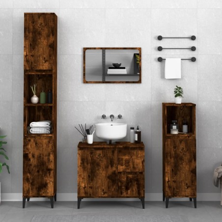 vidaXL Armario de baño madera contrachapada roble ahumado 30x30x190 cm