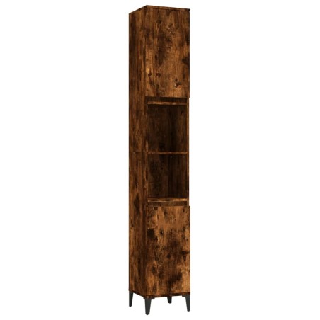 vidaXL Armario de baño madera contrachapada roble ahumado 30x30x190 cm