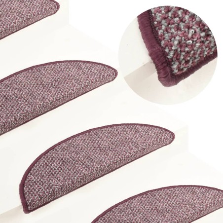vidaXL Alfombras de peldaños de escalera 15 uds morado 65x25 cm