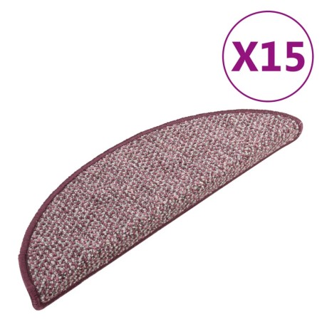 vidaXL Alfombras de peldaños de escalera 15 uds morado 65x25 cm