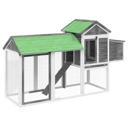 vidaXL Gallinero madera maciza de pino gris 193x65x117 cm