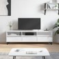 vidaXL Mueble de TV madera contrachapada blanco brillo 150x30x44,5 cm