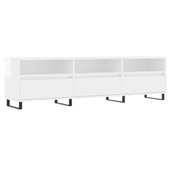 vidaXL Mueble de TV madera contrachapada blanco brillo 150x30x44,5 cm