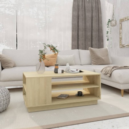 vidaXL Mesa de centro madera de ingeniería roble Sonoma 102x55x43 cm