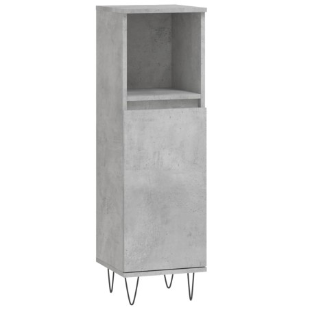 vidaXL Armario de baño madera contrachapada gris hormigón 30x30x100 cm