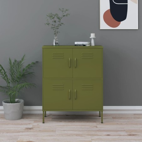 vidaXL Armario de almacenamiento acero verde oliva 80x35x101,5 cm