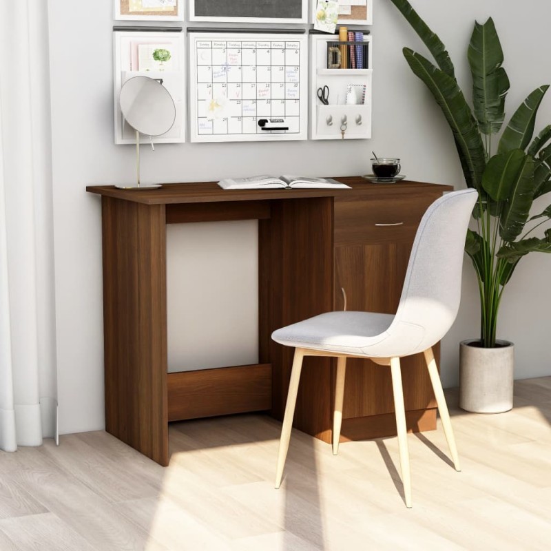 vidaXL Escritorio de madera contrachapada marrón roble 100x50x76 cm vidaXL Escritorio de madera contrachapada marrón roble 100x50x76 cm
