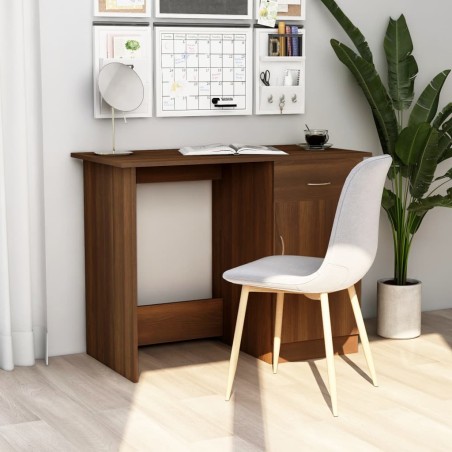 vidaXL Escritorio de madera contrachapada marrón roble 100x50x76 cm