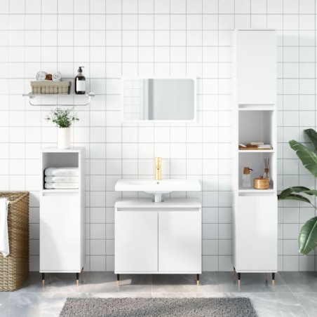 vidaXL Armario de baño madera de ingeniería blanco brillo 58x33x60 cm