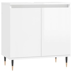 vidaXL Armario de baño madera de ingeniería blanco brillo 58x33x60 cm