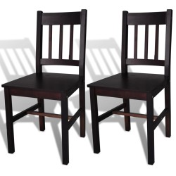 vidaXL Sillas de comedor 2 unidades madera de pino marrón oscuro