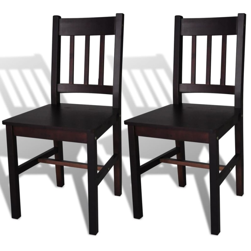 vidaXL Sillas de comedor 2 unidades madera de pino marrón oscuro vidaXL Sillas de comedor 2 unidades madera de pino marrón oscuro