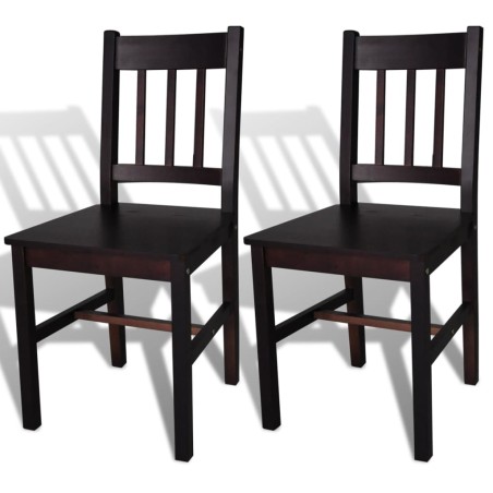vidaXL Sillas de comedor 2 unidades madera de pino marrón oscuro