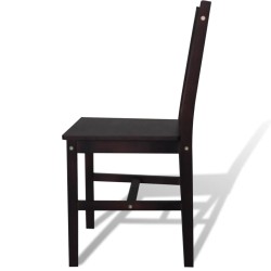 vidaXL Sillas de comedor 2 unidades madera de pino marrón oscuro