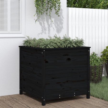 vidaXL Jardinera madera maciza de pino negro 82,5x82,5x78 cm