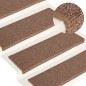 vidaXL Alfombras de peldaños de escalera 15 uds marrón 65x21x4 cm