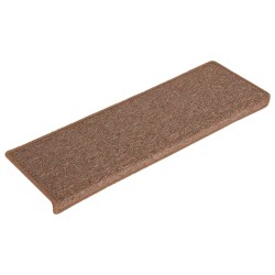 vidaXL Alfombras de peldaños de escalera 15 uds marrón 65x21x4 cm
