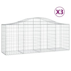 vidaXL Cestas de gaviones 3 uds forma de arco hierro 200x50x80/100 cm