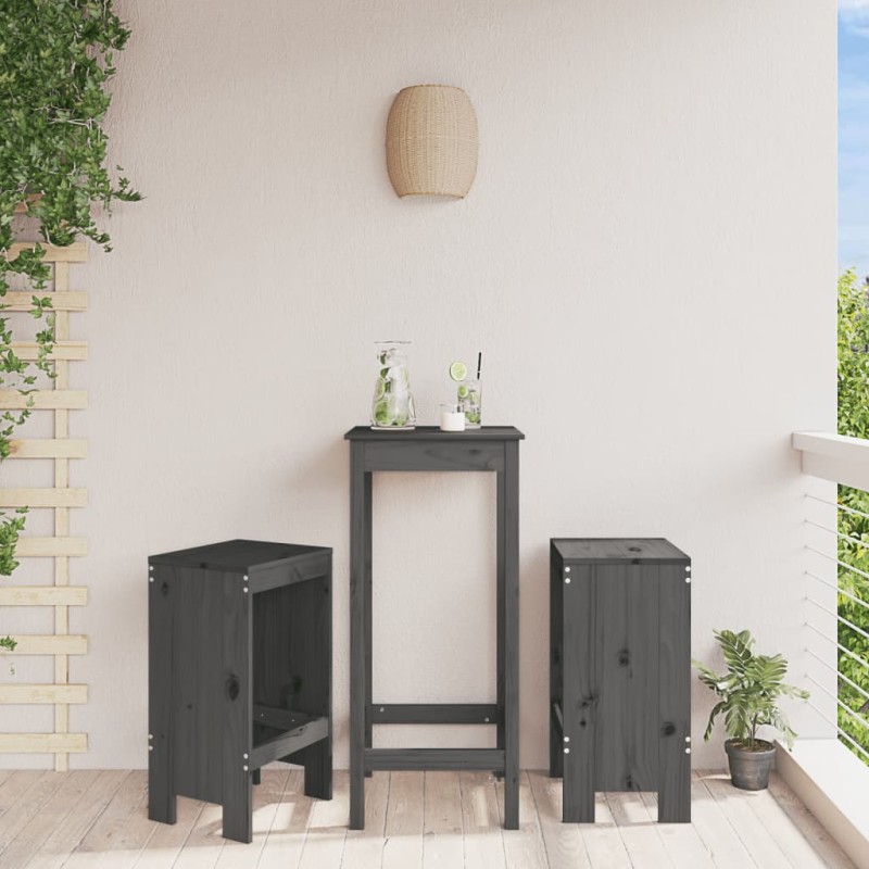 vidaXL Taburetes de cocina 2 uds madera maciza pino gris 40x36x75 cm vidaXL Taburetes de cocina 2 uds madera maciza pino gris 40x36x75 cm
