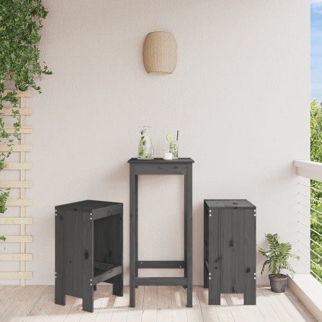 vidaXL Taburetes de cocina 2 uds madera maciza pino gris 40x36x75 cm