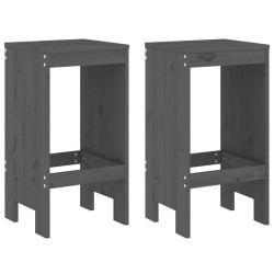 vidaXL Taburetes de cocina 2 uds madera maciza pino gris 40x36x75 cm