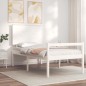 vidaXL Cama personas mayores cabecero madera maciza blanco 90x200 cm vidaXL Cama personas mayores cabecero madera maciza blanco 90x200 cm