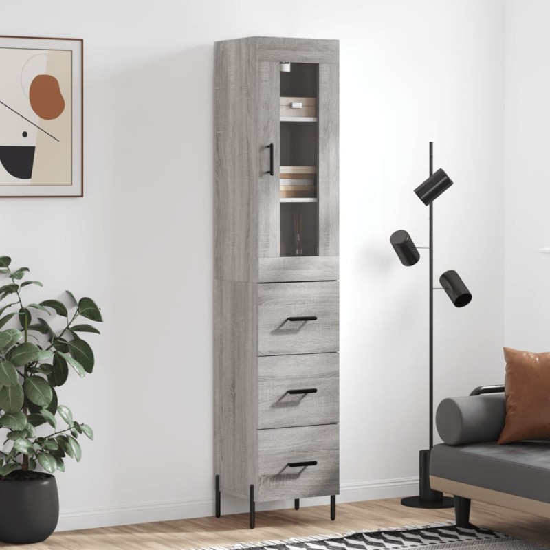 vidaXL Aparador alto madera contrachapada gris Sonoma 34,5x34x180 cm vidaXL Aparador alto madera contrachapada gris Sonoma 34,5x34x180 cm