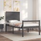 vidaXL Cama personas mayores cabecero madera maciza gris 100x200 cm vidaXL Cama personas mayores cabecero madera maciza gris 100x200 cm