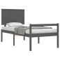 vidaXL Cama personas mayores cabecero madera maciza gris 100x200 cm vidaXL Cama personas mayores cabecero madera maciza gris 100x200 cm