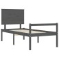 vidaXL Cama personas mayores cabecero madera maciza gris 100x200 cm vidaXL Cama personas mayores cabecero madera maciza gris 100x200 cm
