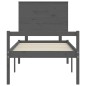 vidaXL Cama personas mayores cabecero madera maciza gris 100x200 cm vidaXL Cama personas mayores cabecero madera maciza gris 100x200 cm