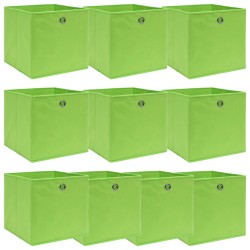 vidaXL Cajas de almacenaje 10 uds tela verde 32x32x32 cm