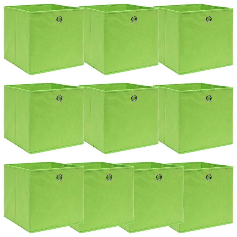 vidaXL Cajas de almacenaje 10 uds tela verde 32x32x32 cm vidaXL Cajas de almacenaje 10 uds tela verde 32x32x32 cm