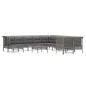 vidaXL Set de muebles de jardín 12 pzas cojines ratán sintético gris