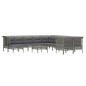 vidaXL Set de muebles de jardín 12 pzas cojines ratán sintético gris