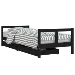 vidaXL Estructura de cama niños con cajones madera pino negro 80x200cm
