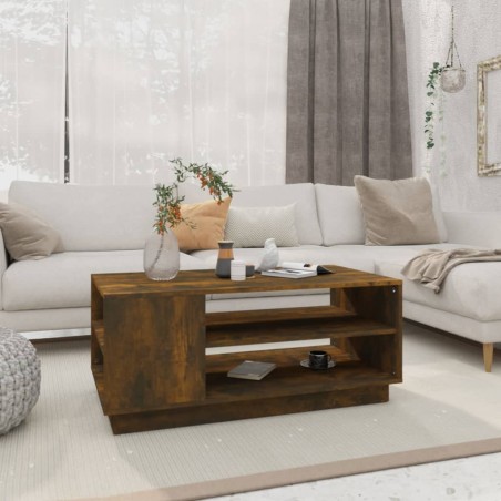 vidaXL Mesa de centro madera de ingeniería roble ahumado 102x55x43 cm